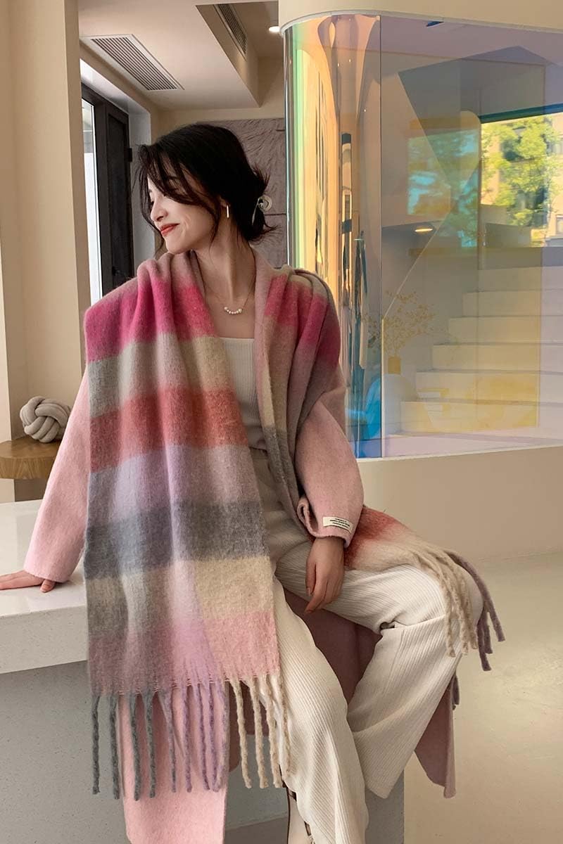 Wander Agio Winter Women Warm Scarf Long Shawl Large Scarves Cold Weather Thick Blanket Scarfs Colorful Plaid - Image 5
